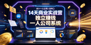 AI×一人公司（OPC）14天商业实战营，用AI帮你搭建一个属于你自己的、能独立賺钱的一人公司系统-网赚资源网