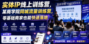 实体IP线上训练营，某商学院同城流量训练营，零基础商家也能快速落地-网赚资源网