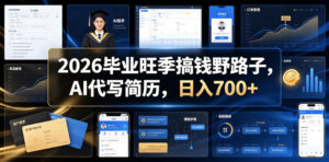 2026毕业旺季搞钱野路子，AI代写简历，日入700+【揭秘】-网赚资源网