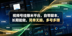 视频号挂賺米平台，自带脚本，长期能做，简单无脑，多号多賺【揭秘】-网赚资源网