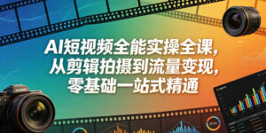 AI短视频全能实操全课,从剪辑拍摄到流量变现,零基础一站式精通-网赚资源网