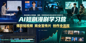 AI短剧漫剧学习营，系统讲解AI短剧、漫剧、影视预告片、爆款短视频与商业宣传片的创作全流程-网赚资源网
