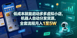 低成本就能启动多多虚拟小店，机器人自动分发货源，全套流程月入1至5W-网赚资源网