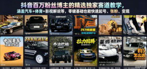 抖音百万粉丝博主的精选独家赛道教学,涵盖汽车+体育+影视解说等,零基础也能快速起号、涨粉、变现-网赚资源网