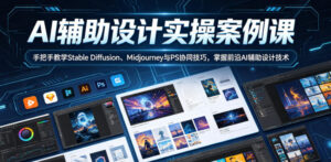 AI辅助设计实操案例课，手把手教学Stable Diffusion、Midjourney与PS协同技巧，掌握前沿AI辅助设计技术-网赚资源网