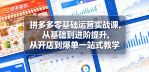 拼多多零基础运营实战课，从基础到进阶提升，从开店到爆单一站式教学-网赚资源网