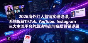 2026海外红人营销实理论课,系统拆解TikTok、YouTube、Instagram三大主流平台的算法特点与底层营销逻辑-网赚资源网