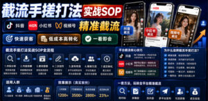 截流手搓打法实战SOP,抖音小红书视频号精准截流,快速获客,低成本高转化,一看即会-网赚资源网
