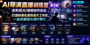 AI导演直播训练营第4期|全阶段AI视频创作实战,打造标准化高效成片工作流,一站式精进AI成片能力-网赚资源网