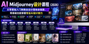 AI Midjourney设计课程(2026),从零基础入门到商业设计落地全链路,零基础也能掌握专业AI设计能力-网赚资源网