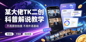 某大佬TK二创科普解说教学,不用原创拍摄不用外语基础,零基础做TikTok中视频稳定变现-网赚资源网