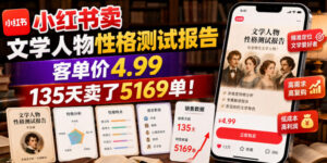 小红书卖文学人物性格测试报告,客单价4.99,135天卖了5169单!-网赚资源网