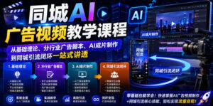 同城AI广告视频教学课程,从基础理论、分行业广告脚本、AI成片制作到同城引流闭环一站式讲透-网赚资源网