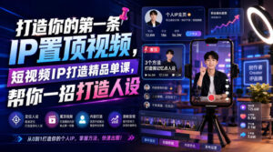打造你的第一条IP置顶视频，短视频IP打造精品单课，帮你一招打造人设-网赚资源网