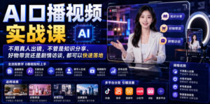 AI口播视频实战课,不用真人出镜,不管是知识分享、好物带货还是剧情访谈,都可以快速落地-网赚资源网