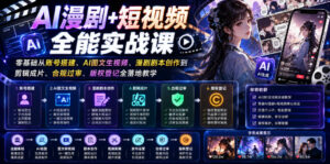 AI漫剧+短视频全能实战课|零基础从账号搭建、AI图文生视频、漫剧剧本创作到剪辑成片、合规过审、版权登记全落地教学-网赚资源网