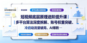 短视频底层原理进阶提升课|多平台算法深度拆解、账号权重突破、冷启动流量破局、AI爆款内容落地与全域账号运营实战教程-网赚资源网