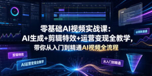 零基础AI视频实战课:AI生成+剪辑特效+运营变现全教学,带你从入门到精通AI视频全流程-网赚资源网