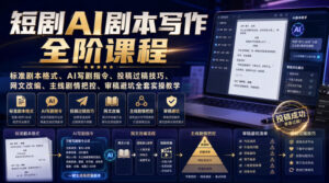 短剧AI剧本写作全阶课程｜标准剧本格式、AI写剧指令、投稿过稿技巧、网文改编、主线剧情把控、审稿避坑全套实操教学-网赚资源网