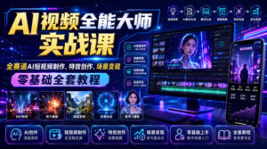 AI视频全能大师实战课|全赛道AI短视频制作、特效创作、场景变现零基础全套教程-网赚资源网