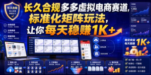 长久合规多多虚拟电商赛道,标准化矩阵玩法,让你每天稳賺1K+【揭秘】-网赚资源网