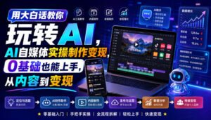 用大白话教你玩转AI，AI自媒体实操制作变现，0基础也能上手，从内容到变现-网赚资源网