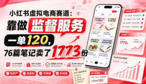 小红书虚拟电商赛道:靠做监督服务,一单120,76篇笔记卖了1773份-网赚资源网