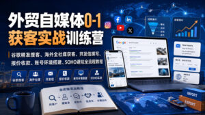 外贸自媒体0-1获客实战训练营|谷歌精准搜客、海外全社媒获客、开发信撰写、报价收款、账号环境搭建、SOHO避坑全流程教程(更新)-网赚资源网