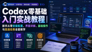 Codex零基础入门实战教程|新手从零安装配置、界面详解、基础操作与实战任务全套教学-网赚资源网