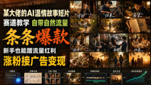 某大佬的AI温情故事短片赛道教学,自带自然流量,条条爆款,新手也能蹭流量红利,涨粉接广告变现-网赚资源网