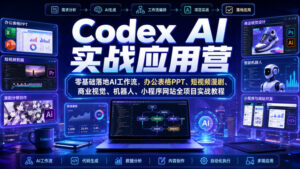 Codex AI实战应用营|零基础落地AI工作流,办公表格PPT、短视频漫剧、商业视觉、机器人、小程序网站全项目实战教程-网赚资源网