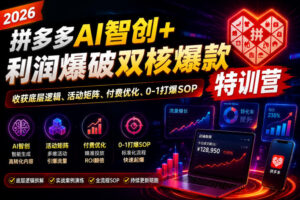 2026拼多多AI智创+利润爆破双核爆款特训营,收获底层逻辑、活动矩阵、付费优化、0-1打爆SOP-网赚资源网