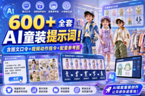 600+全套AI童装提示词!含图文口令+视频动作指令+配套参考图,Word-Excel规整分类,童装电商、种草无脑量产内容!-网赚资源网