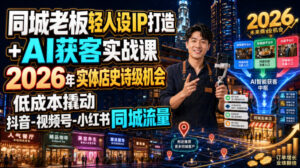 同城老板轻人设IP打造+AI获客实战课,2026年实体店史诗级机会,低成本撬动抖音-视频号-小红书同城流量-网赚资源网