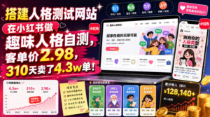 搭建人格测试网站在小红书做趣味人格自测，客单价2.98，310天卖了4.3w单！-网赚资源网