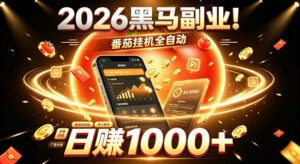 2026黑马副业!番茄挂G全自动日入1000+,操作最简单、门槛最低的线上轻资产项目【揭秘】-网赚资源网