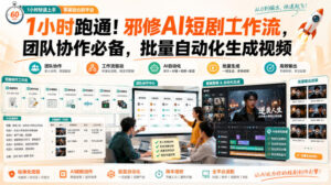 1小时跑通!邪修AI短剧工作流,团队协作必备,批量自动化生成视频-网赚资源网