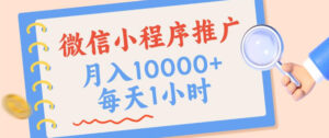 微信小程序推广,单日收益稳定300+,四种收入来源,实操简单的长期靠谱项目【揭秘】-网赚资源网