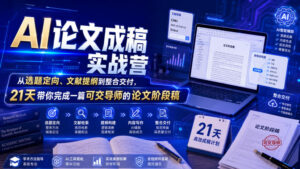 AI论文成稿实战营,从选题定向、文献提纲到整合交付,21天带你完成一篇可交导师的论文阶段稿-网赚资源网