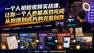 一个人拍短视频实战课,让你一个人也能高效完成从拍摄到成片的完整创作-网赚资源网