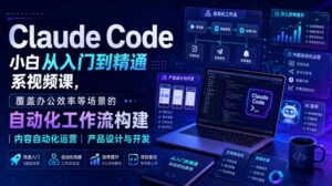 Claude Code小白从入门到精通系视频课,覆盖办公效率等场景的自动化工作流构建|内容自动化运营|产品设计与开发-网赚资源网