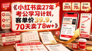 小红书卖27年考公学习计划,客单价39.9,70天卖了8w+!-网赚资源网