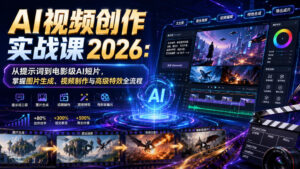 AI视频创作实战课2026:从提示词到电影级AI短片,掌握图片生成、视频制作与高级特效全流程-网赚资源网