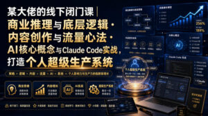 某大佬的线下闭门课|商业推理与底层逻辑・内容创作与流量心法・AI核心概念与Claude Code实战,打造个人超级生产系统【录音+图片】-网赚资源网