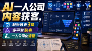 AI一人公司内容获客,轻松日更3条,多平台获客,一人公司化运营(更新)-网赚资源网