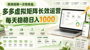 拒绝短期一次性收益,多多虚拟矩阵长效运营,每天稳稳日入1000【揭秘】-网赚资源网