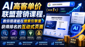 AI高客单价联盟营销课程,教你搭建能在搜索引擎里获得排名的互动式页面,引来流量,把访客转化为高佣金的成交【原创双语字幕】-网赚资源网