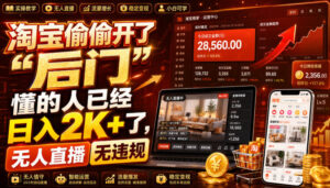 淘宝偷偷开了“后门”,懂的人已经日入2K+了,无人直播无违规,一台电脑=一家24小时营业的线上门店【揭秘】-网赚资源网