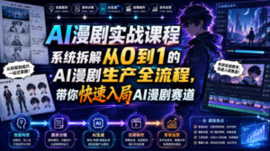 AI漫剧实战课程，系统拆解从0到1的AI漫剧生产全流程，带你快速入局AI漫剧赛道-网赚资源网