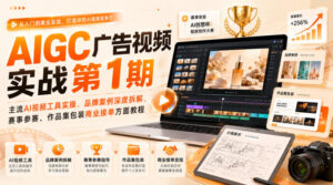 AIGC广告视频实战第1期,主流AI视频工具实操、品牌案例深度拆解、赛事参赛、作品集包装商业接单方面教程-网赚资源网